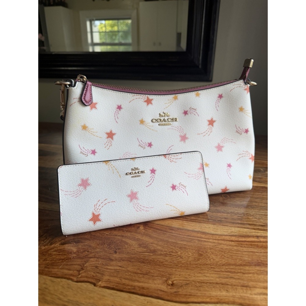 Coach Shooting Stars Print Shoulder Bag White With Matching Wallet CE590